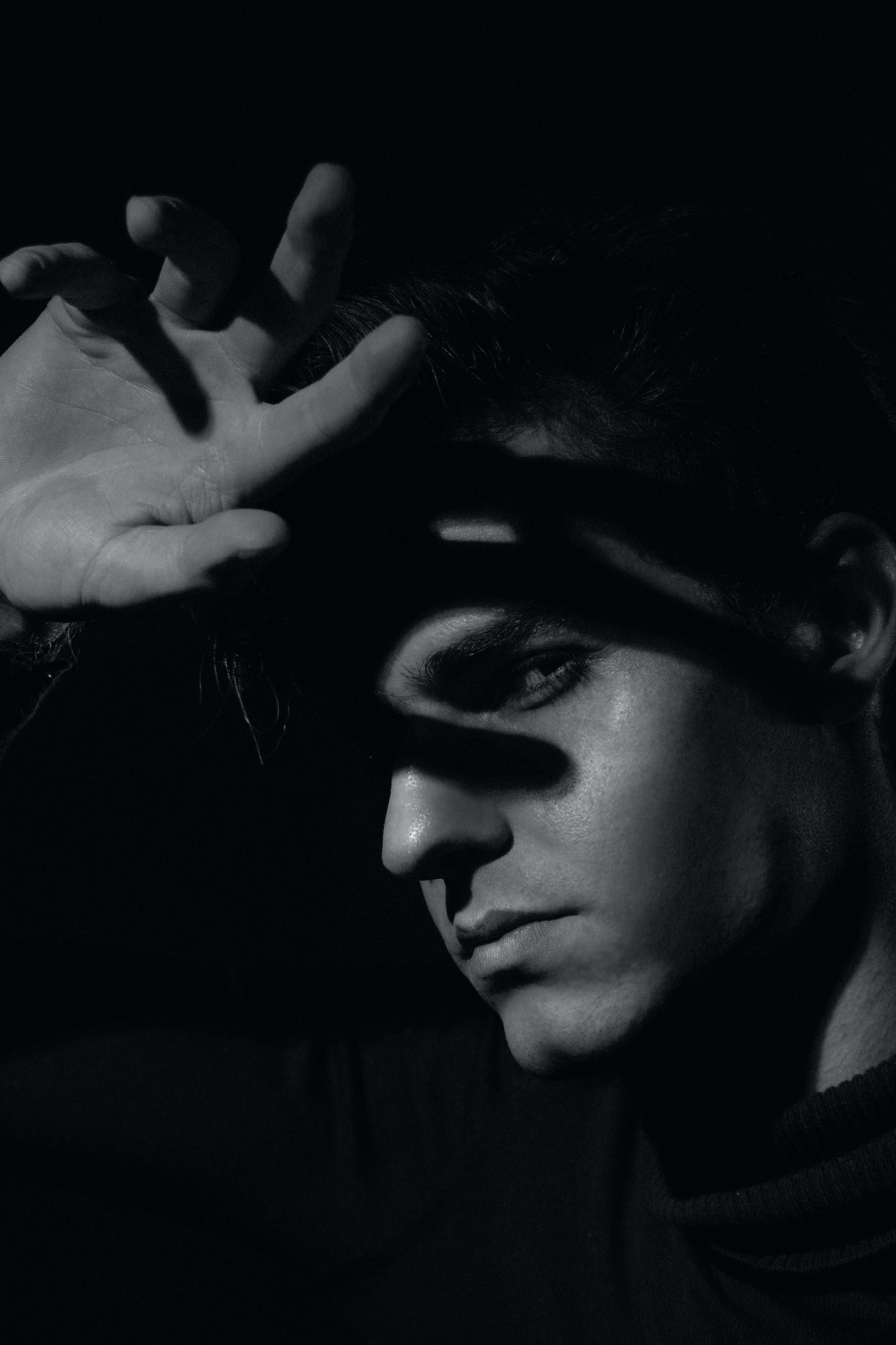 Black and white portrait of man